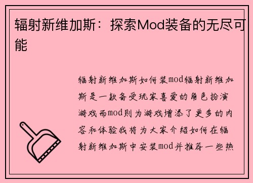 辐射新维加斯：探索Mod装备的无尽可能
